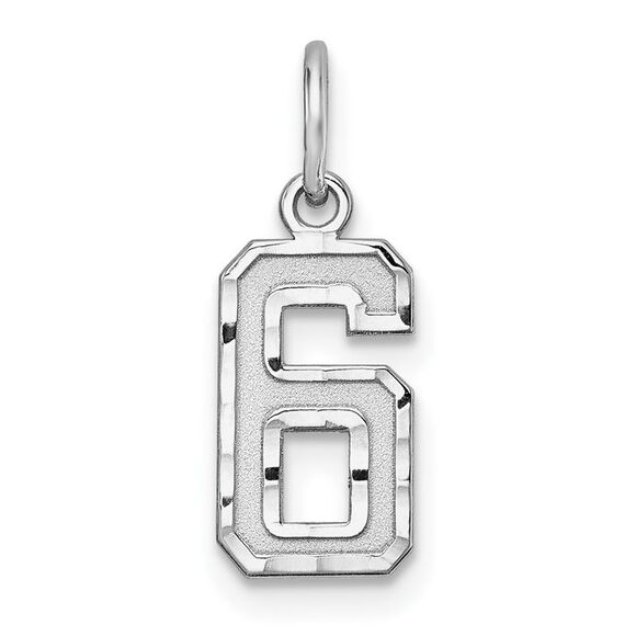 Sterling Silver, Varsity Collection, Small D/C Pendant, Number 6 - Picture 1 of 5